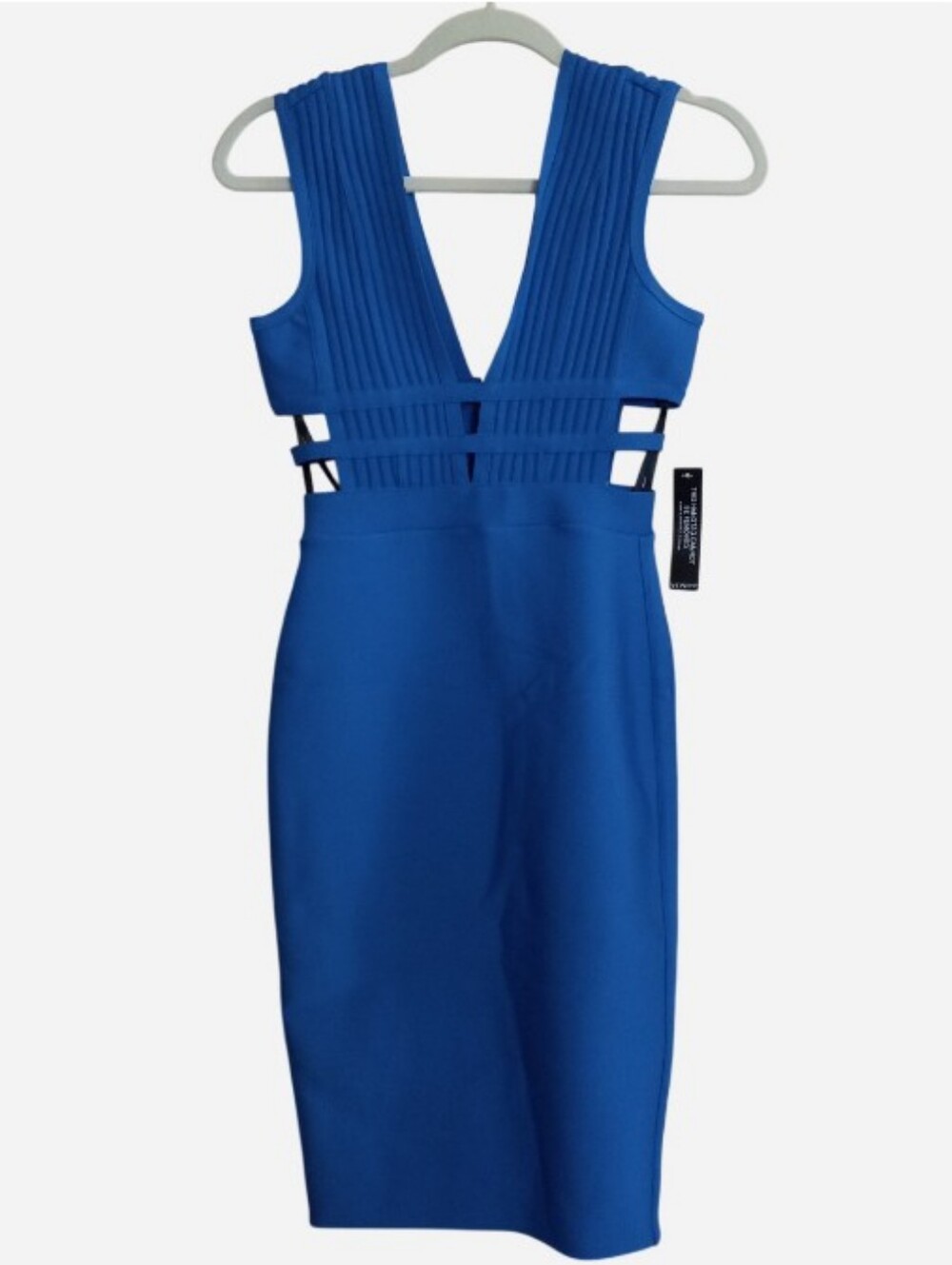 Venus Blue Cutout Vneck Bandage Bodycon Sleeveless Dress